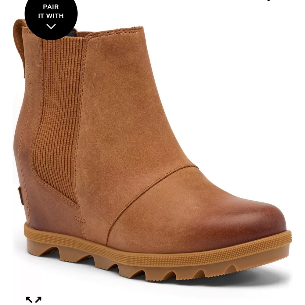 New Sorel Joan Rhapsody Chelsea Wedge Boots bootie suede waterproof leather 7